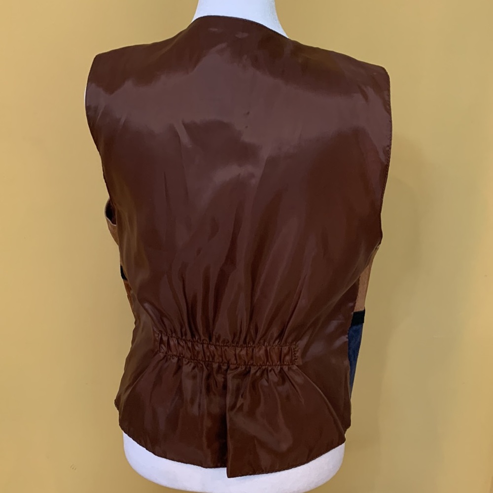 MENS - Color blocked leather and suede vest - Picture 6 of 9